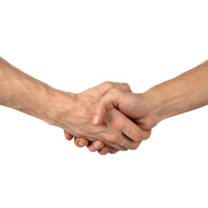 hand shake on white